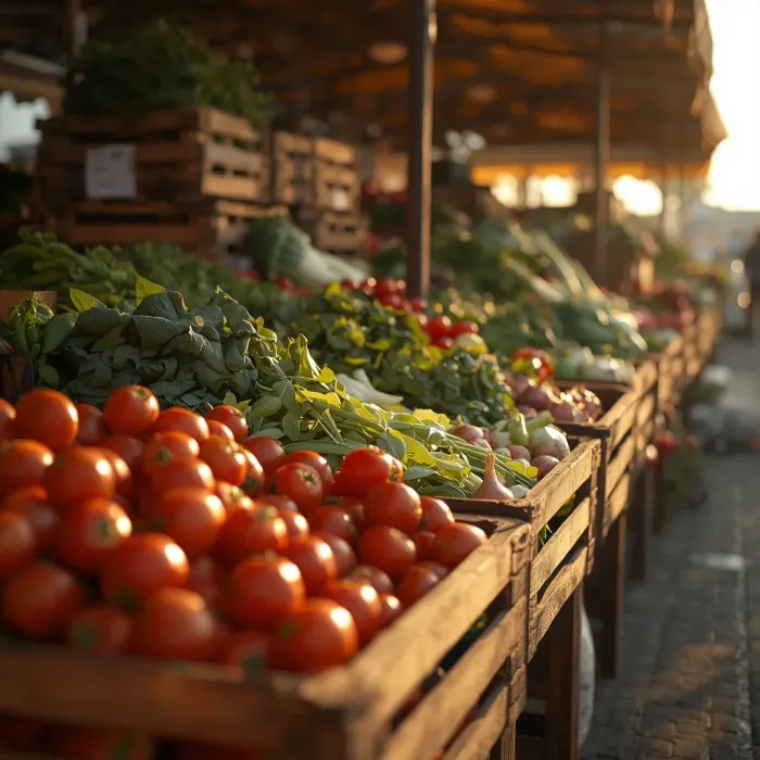 Verduras frescas seleccionadas en el mercado