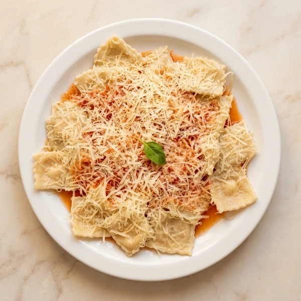 Ravioles caseros con salsa de tomate
